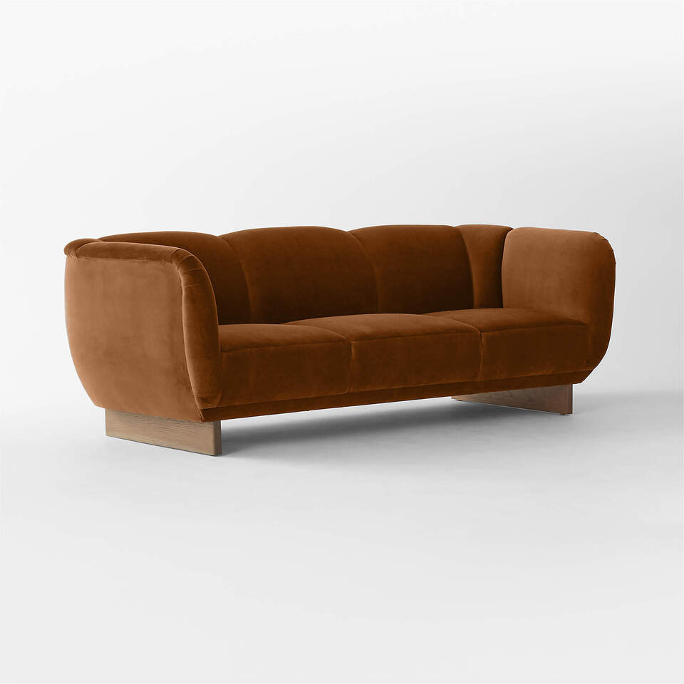 Claude Cognac Velvet Sofa | CB2 KSA