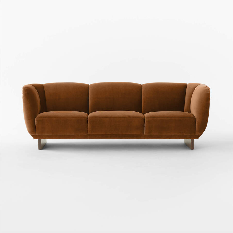 Claude Cognac Velvet Sofa | CB2 KSA