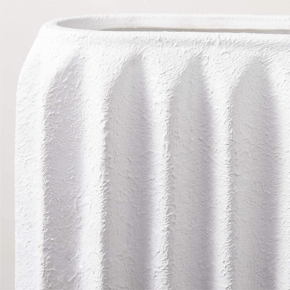 Jessa Modern Rectangular Ribbed White Vase | CB2 KSA
