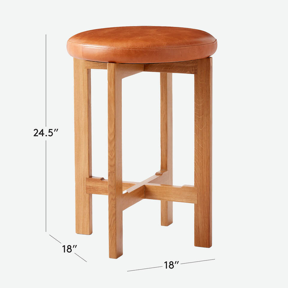 La Piedra Backless Brown Leather Counter Stool Set of 2 | CB2 KSA
